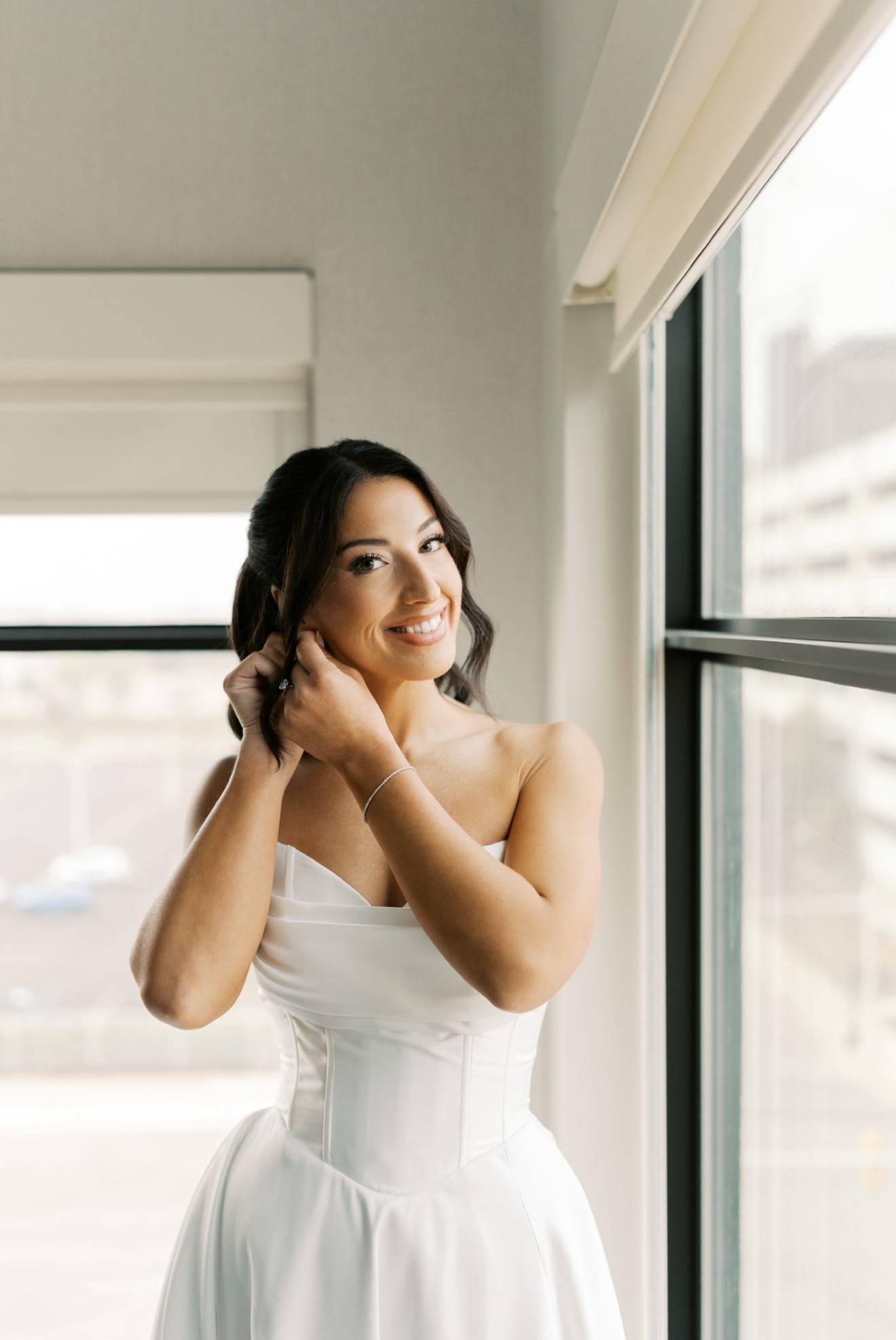 Bride getting ready before her wedding
