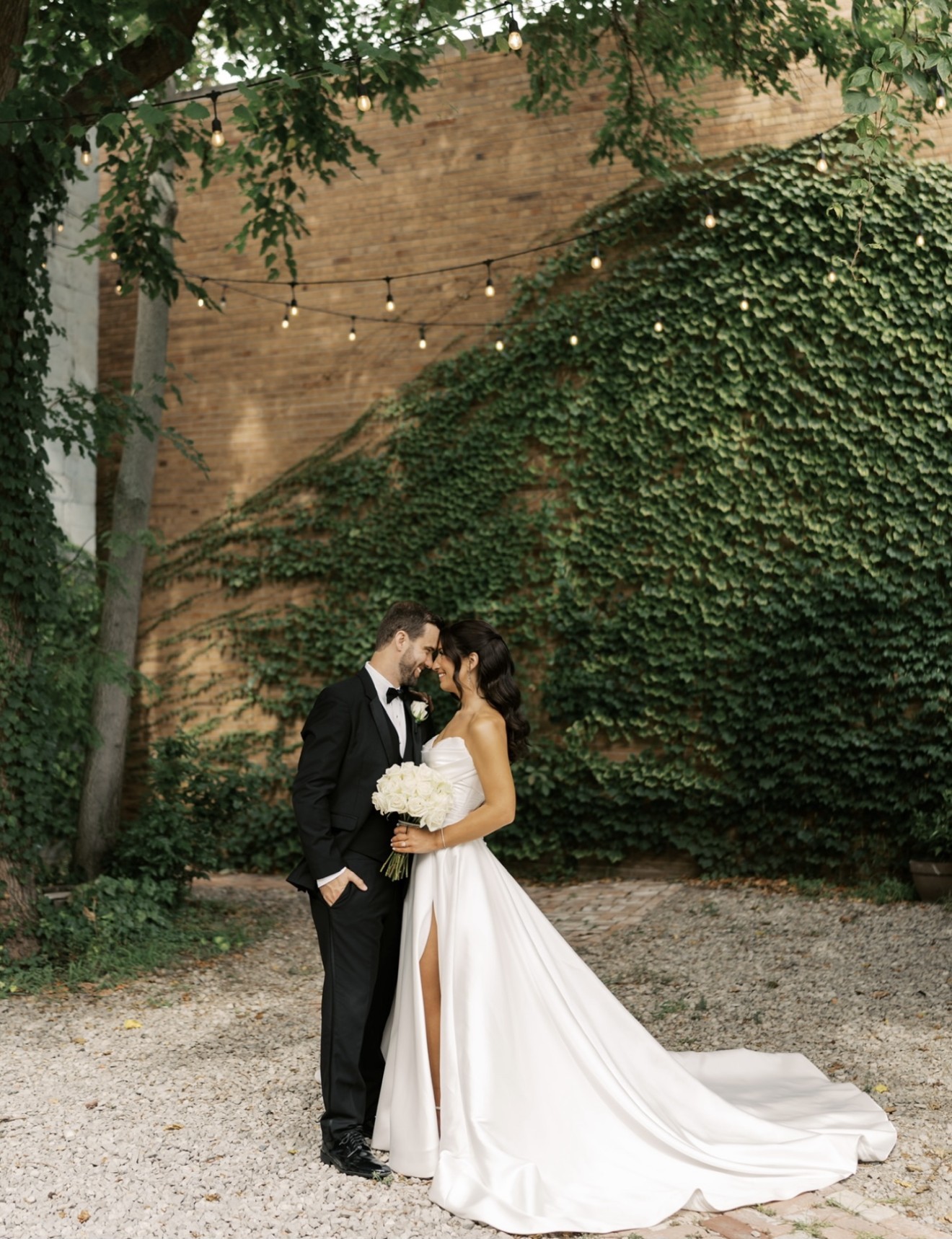 Bride and groom at their garden wedding